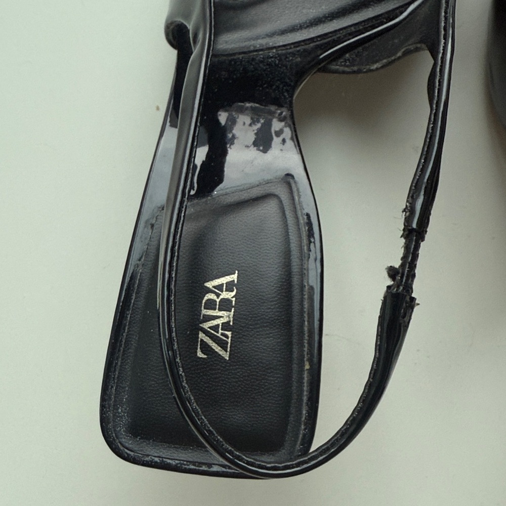 Zara Black Patent Slingback Heels - Picture 4 of 4